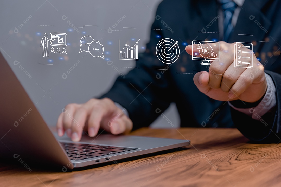 Tela virtual de conceito de negócio de informação de tecnologia de rede de internet de aprendizagem on-line.