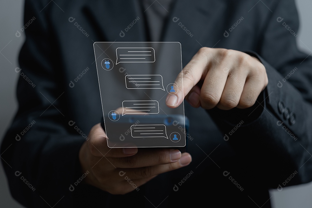 Serviço ao cliente digital inteligente AI Chatbot service.Inteligência artificial e conceito de tecnologia