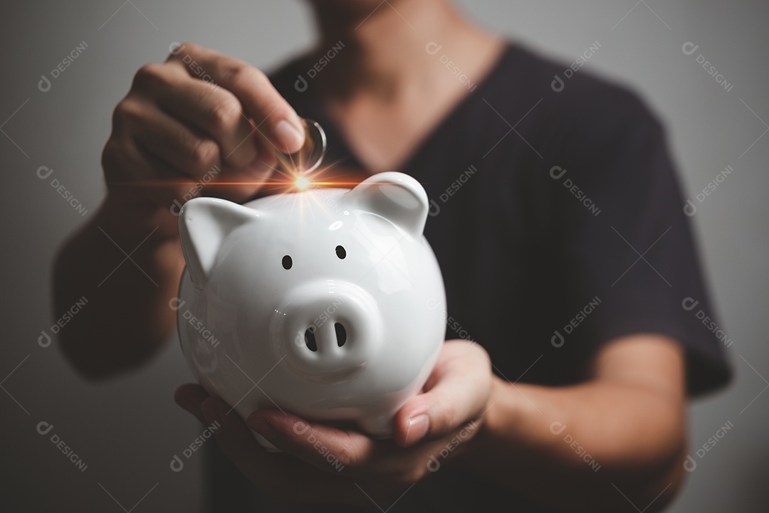 Depósito fundo crescimento poupança cofrinho finanças dinheiro moeda moeda economia investimento. conceito de aposentadoria de empréstimo de renda de riqueza de imposto de negócios.