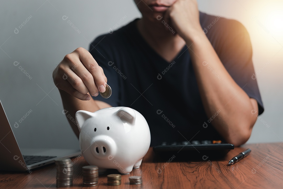 Depósito fundo crescimento poupança piggybank finanças dinheiro moeda moeda economia investimento. conceito de aposentadoria de empréstimo de renda de riqueza de imposto de negócios.