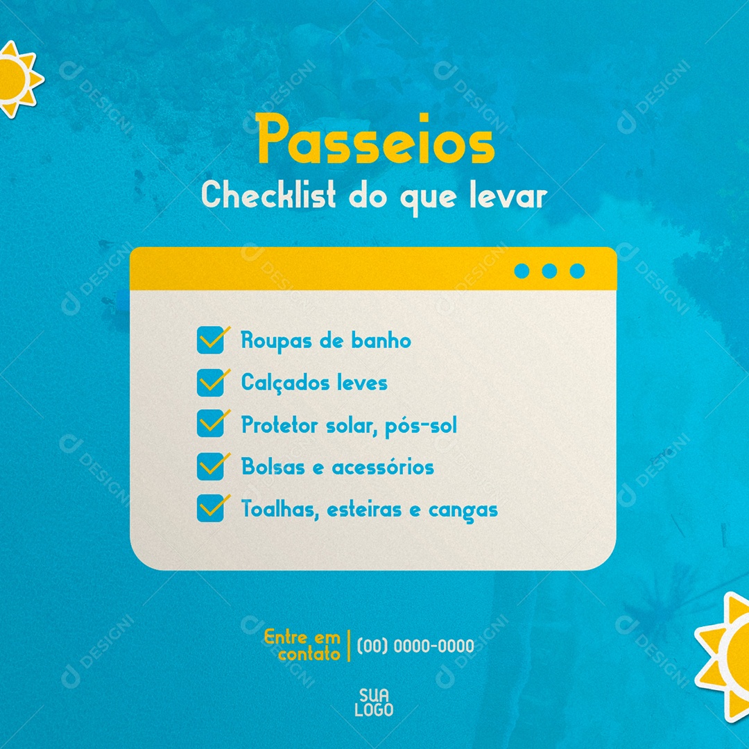 Passeios Checklist do que levar Dia do Turismo Social Media PSD Editável