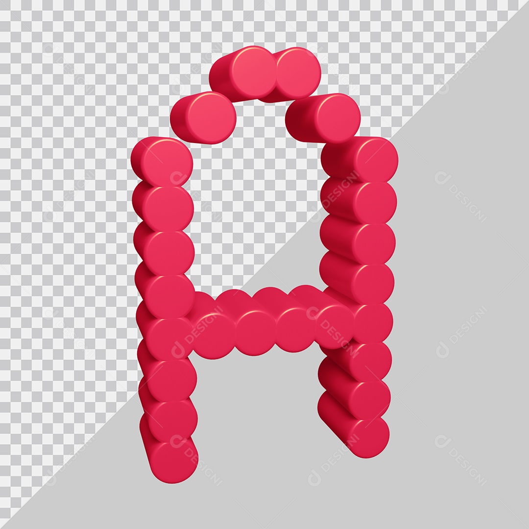 Elemento 3D Para Composição Letra A Rosa PSD