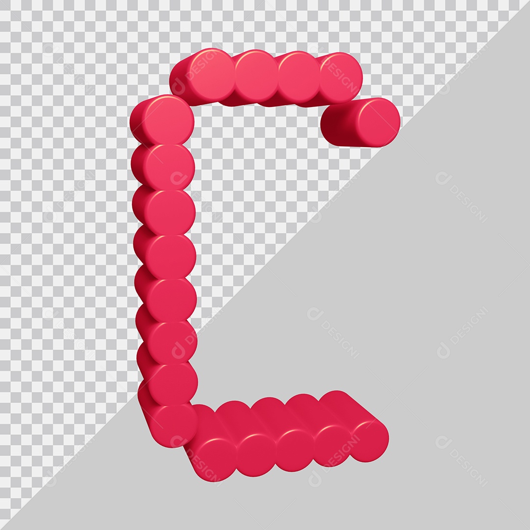 Elemento 3D Para Composição Letra C Rosa PSD