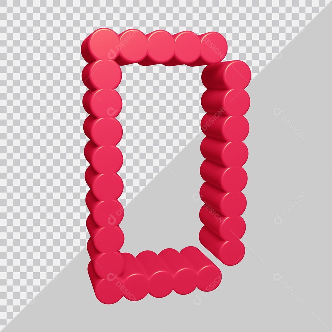 Elemento 3D Para Composição Letra D Rosa PSD
