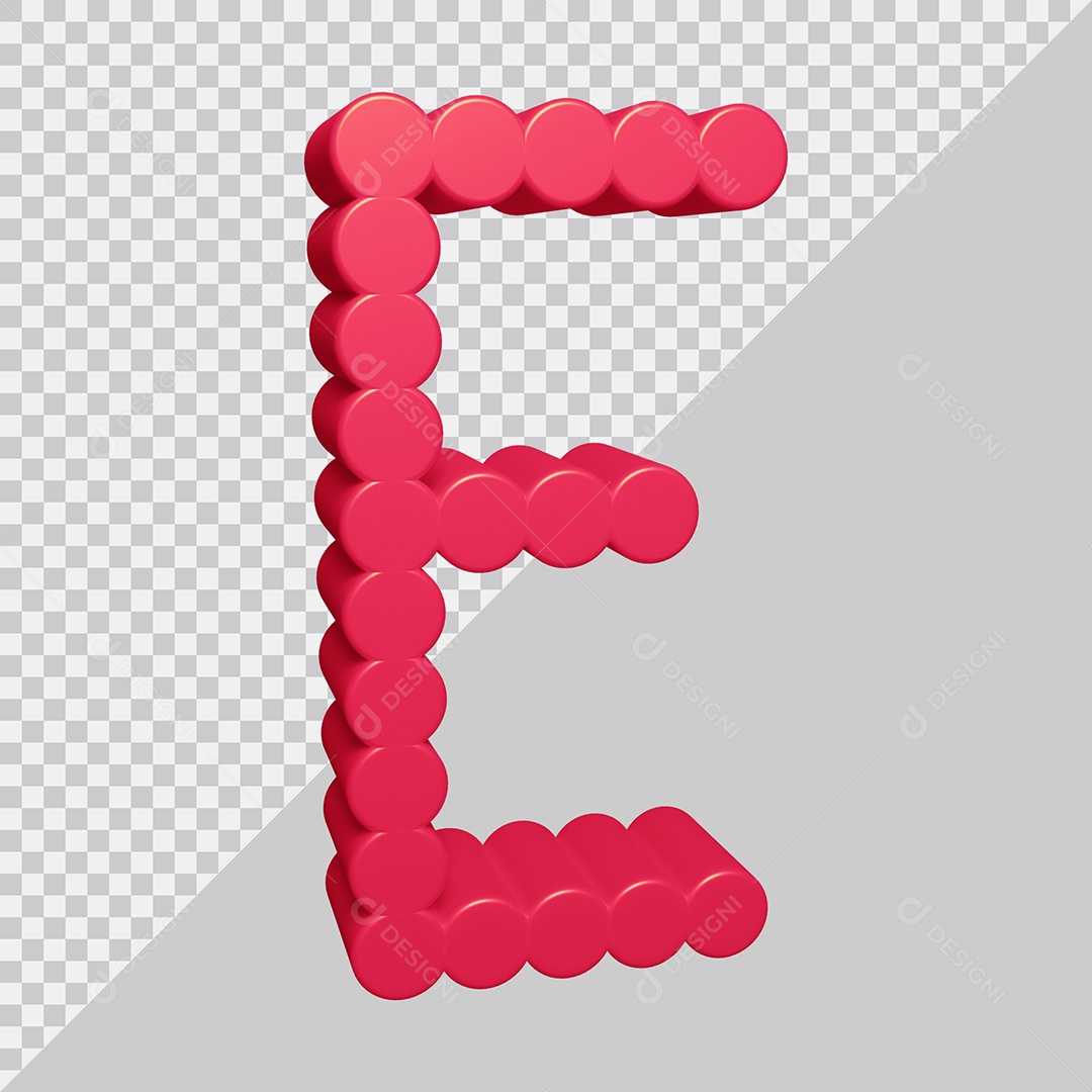 Elemento 3D Para Composição Letra E Rosa PSD