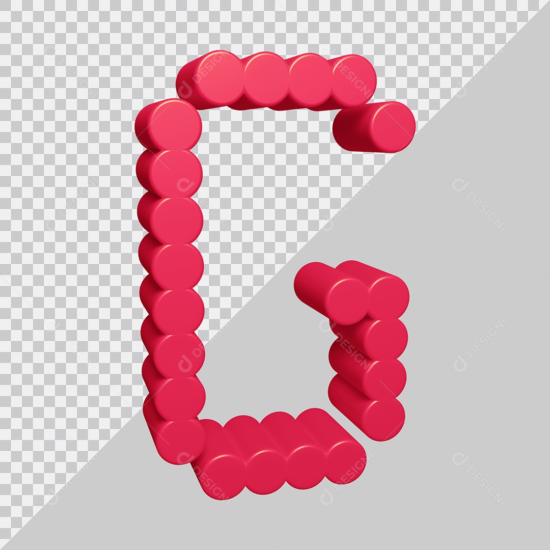 Elemento 3D Para Composição Letra G Rosa PSD