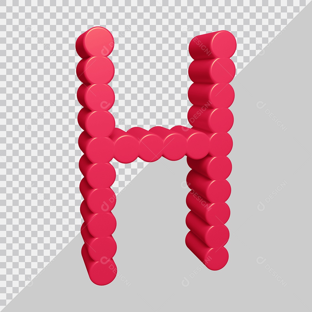 Elemento 3D Para Composição Letra H Rosa PSD