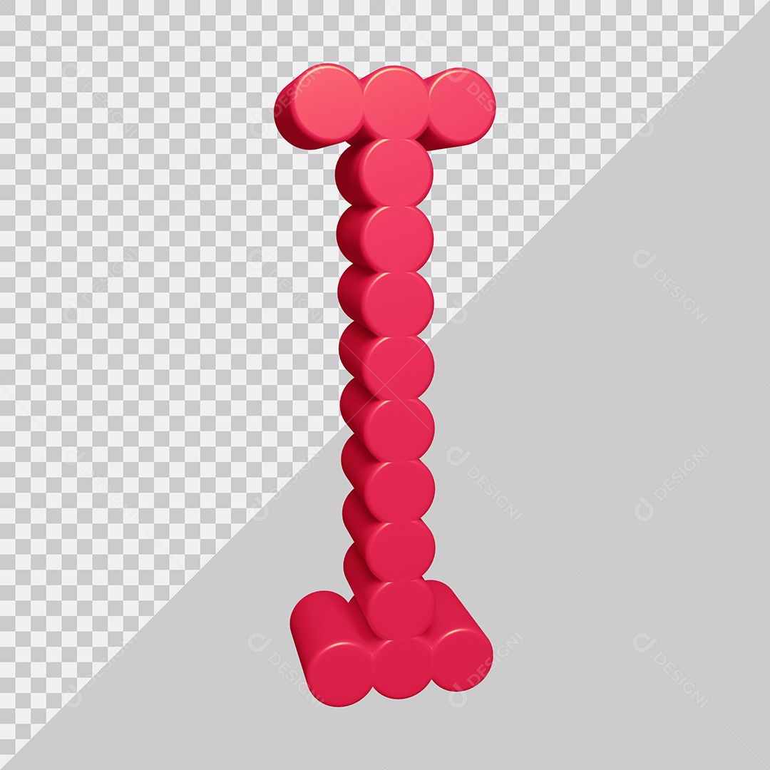 Elemento 3D Para Composição Letra I Rosa PSD