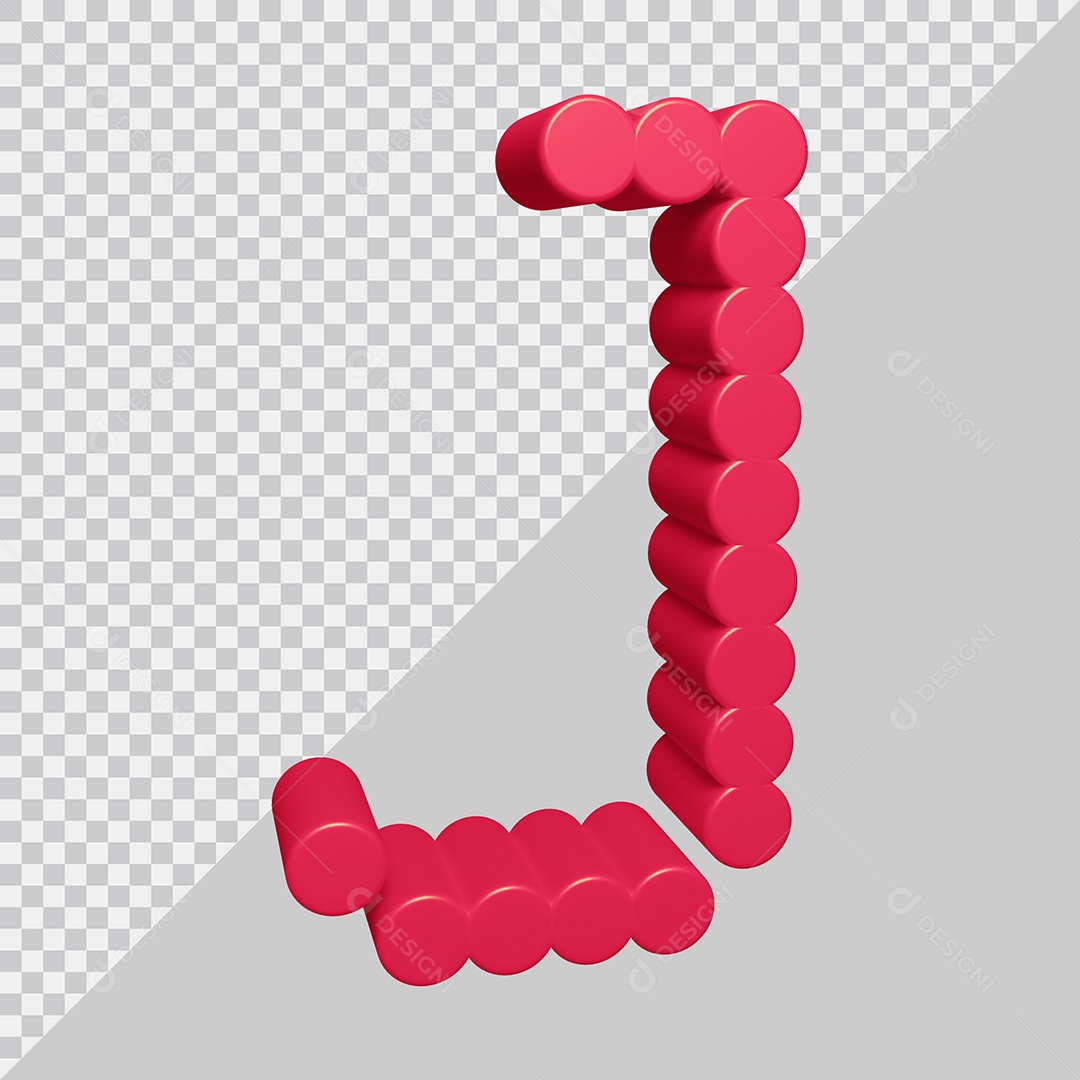 Elemento 3D Para Composição Letra J Rosa PSD