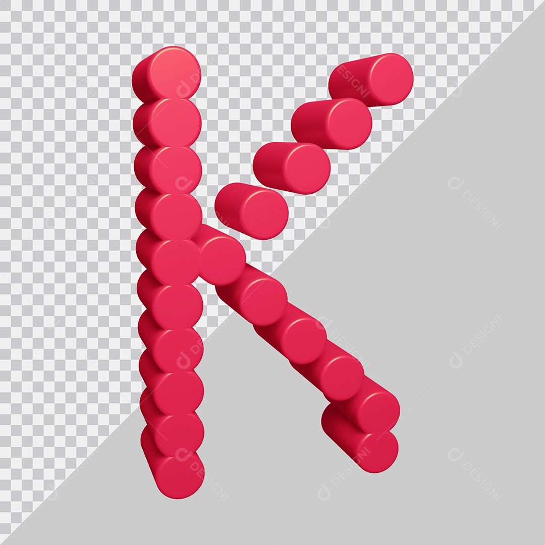 Elemento 3D Para Composição Letra K Rosa PSD