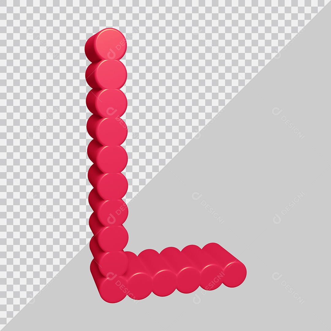 Elemento 3D Para Composição Letra L Rosa PSD