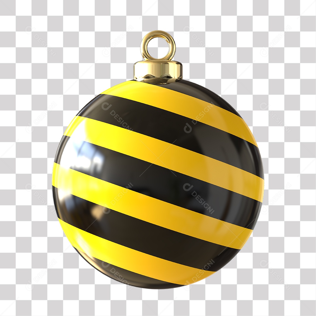 3D Element For Composition Yellow And Black Christmas Ball PNG Transparent