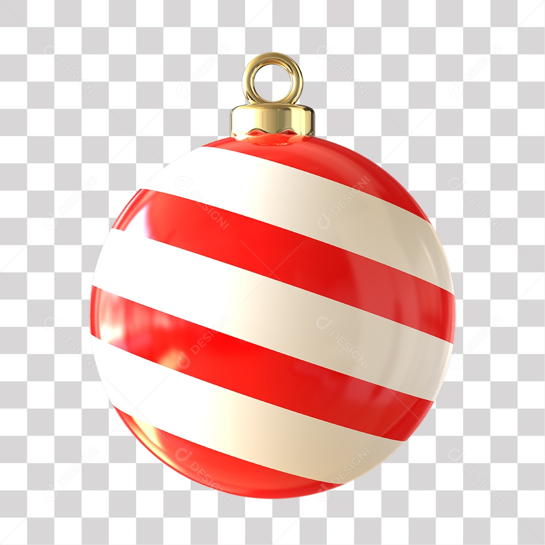 Elemento 3D Para Composição Bola De Natal  Vermelha e Branca PNG Transparente