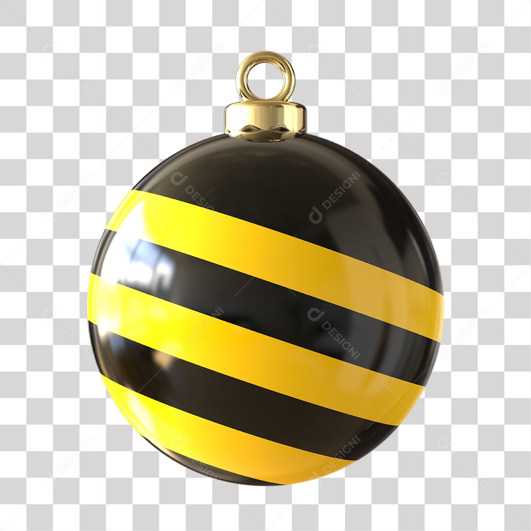 Elemento 3D Para Composição Bola De Natal  Amarela E Preta PNG Transparente