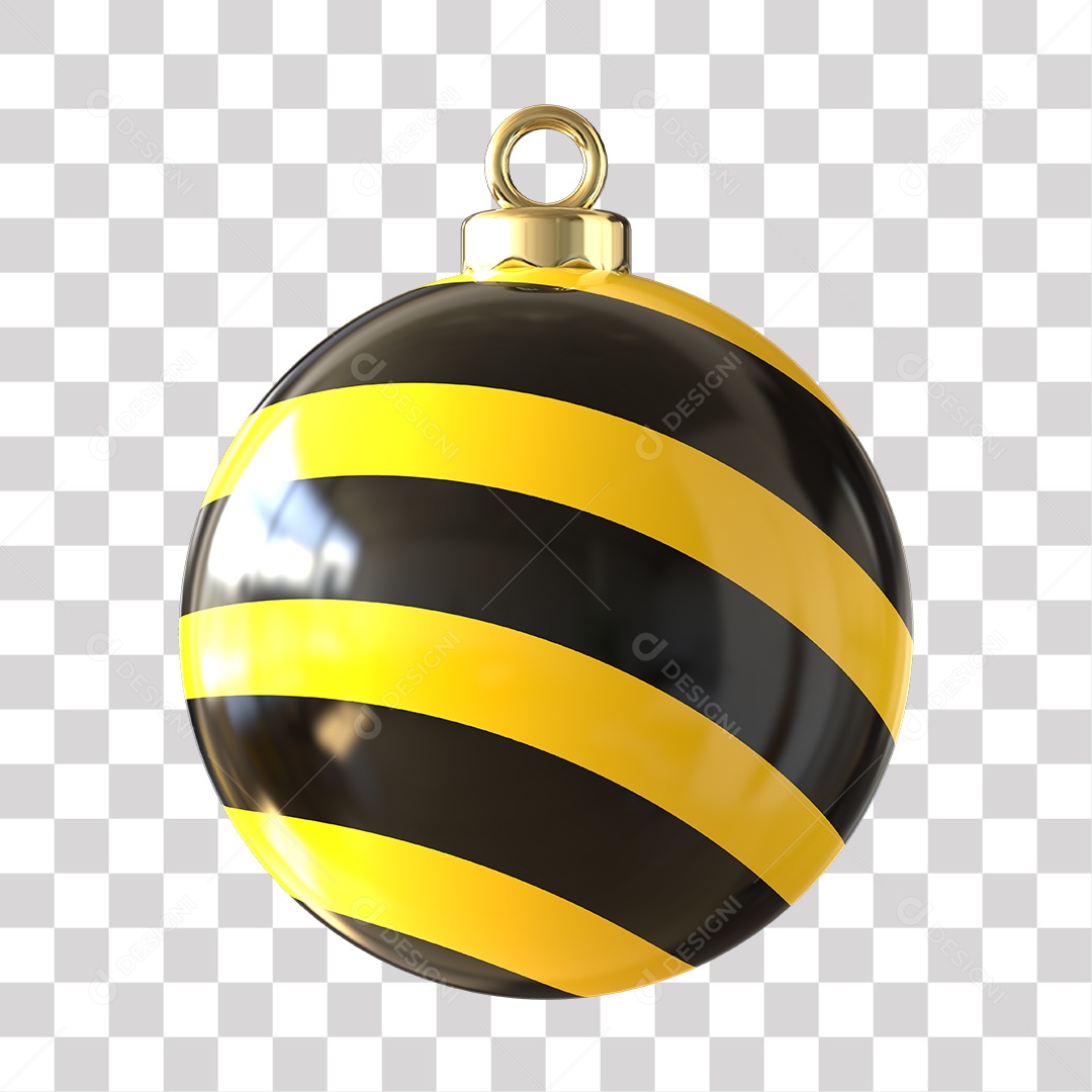 Elemento 3D Para Composição Bola De Natal  Amarela E Preta PNG Transparente