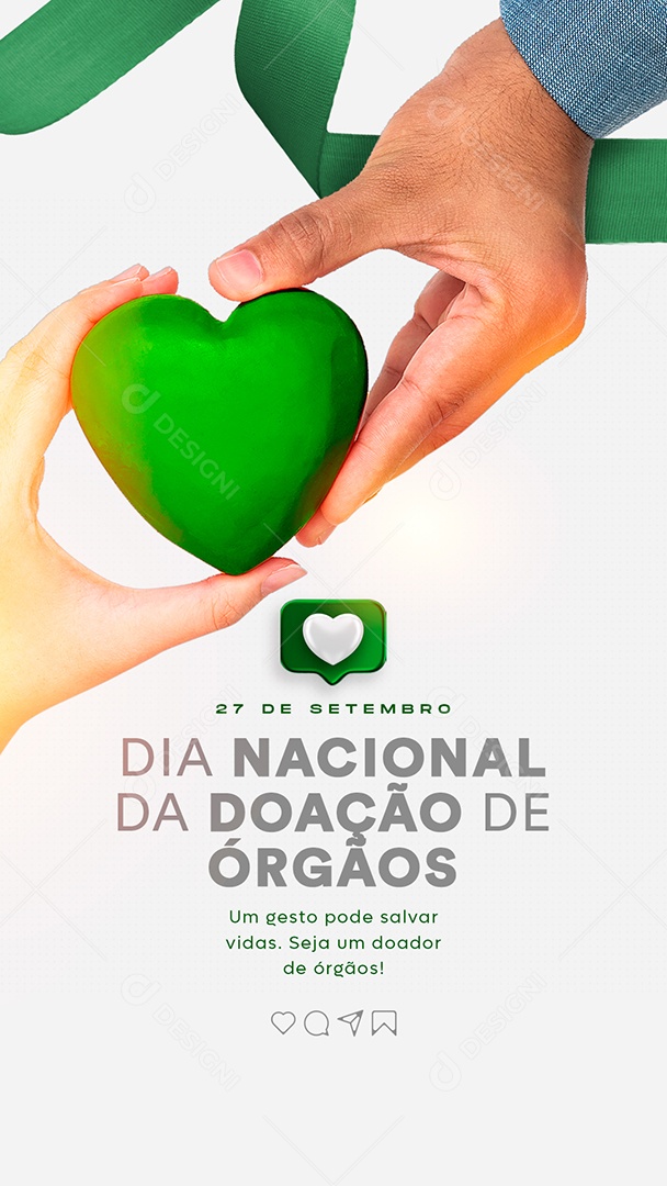 Story Um gesto pode salvar Vidas Dia Nacional Da Doação de Órgãos Social Media PSD Editável