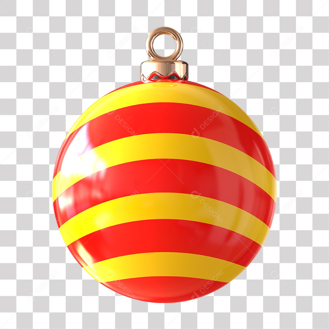 Elemento 3D Para Composição Bola De Natal Vermelha e Amarela PNG Transparente