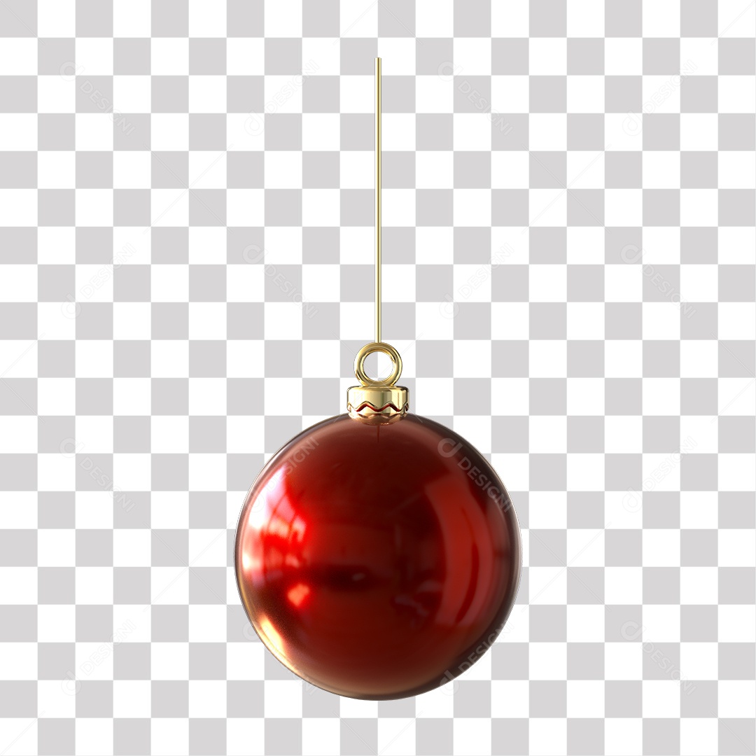 Elemento 3D Para Composição Bola De Natal Vermelha PNG Transparente
