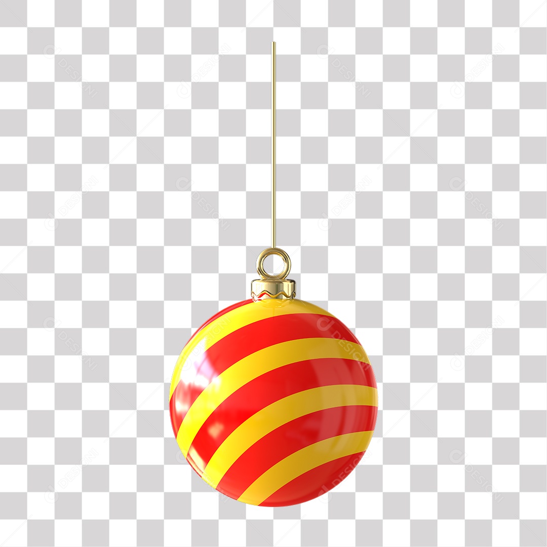 Elemento 3D Para Composição Bola De Natal Vermelha e Amarela PNG Transparente