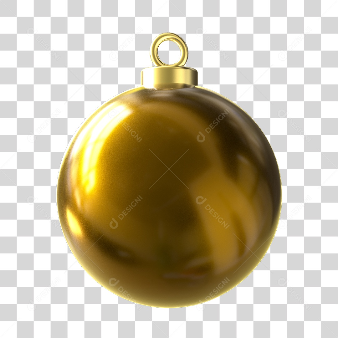 Elemento 3D Bola de Natal Dourada PNG Transparente Sem Fundo