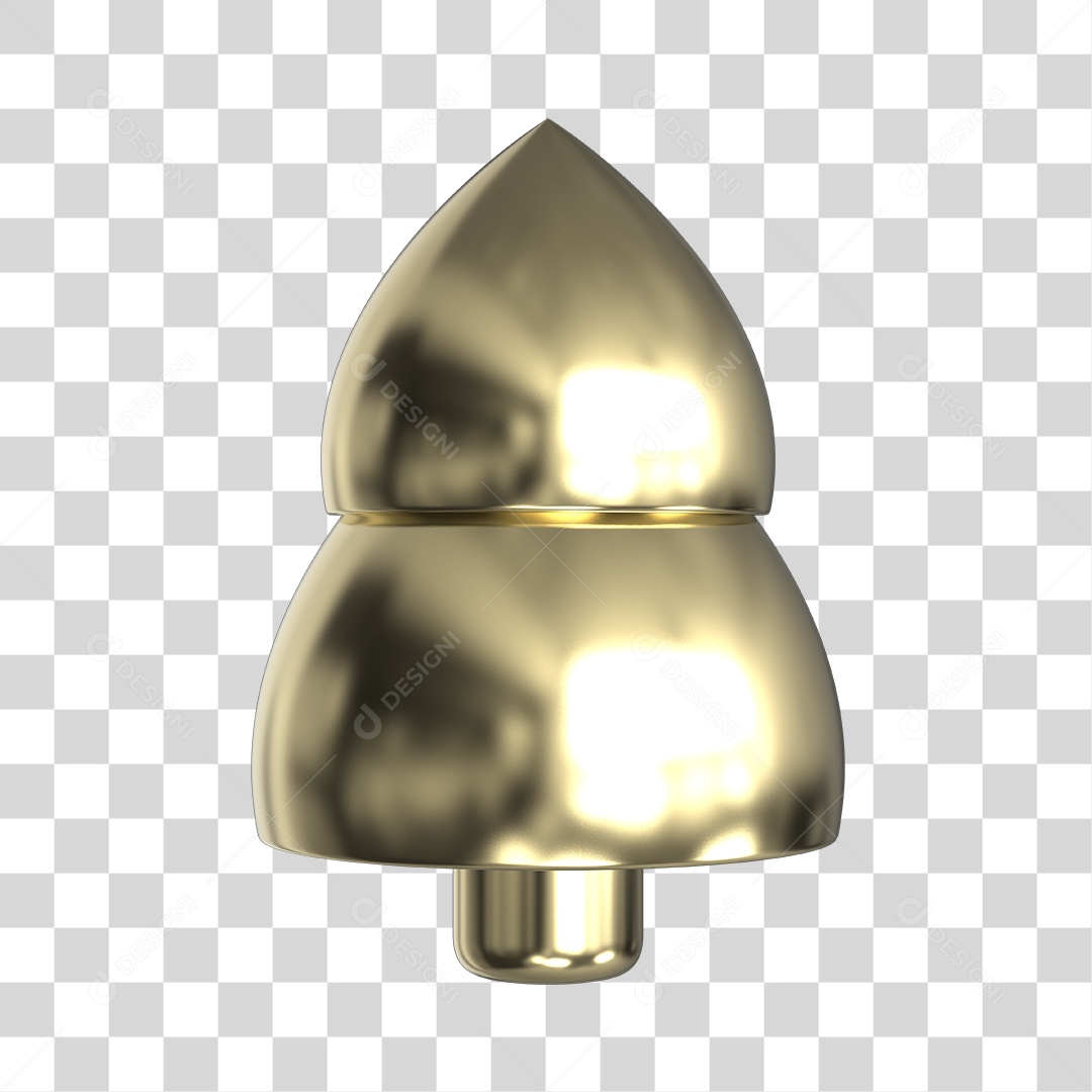 Elemento 3D Árvore de Natal Metalizado PNG Transparente Sem Fundo