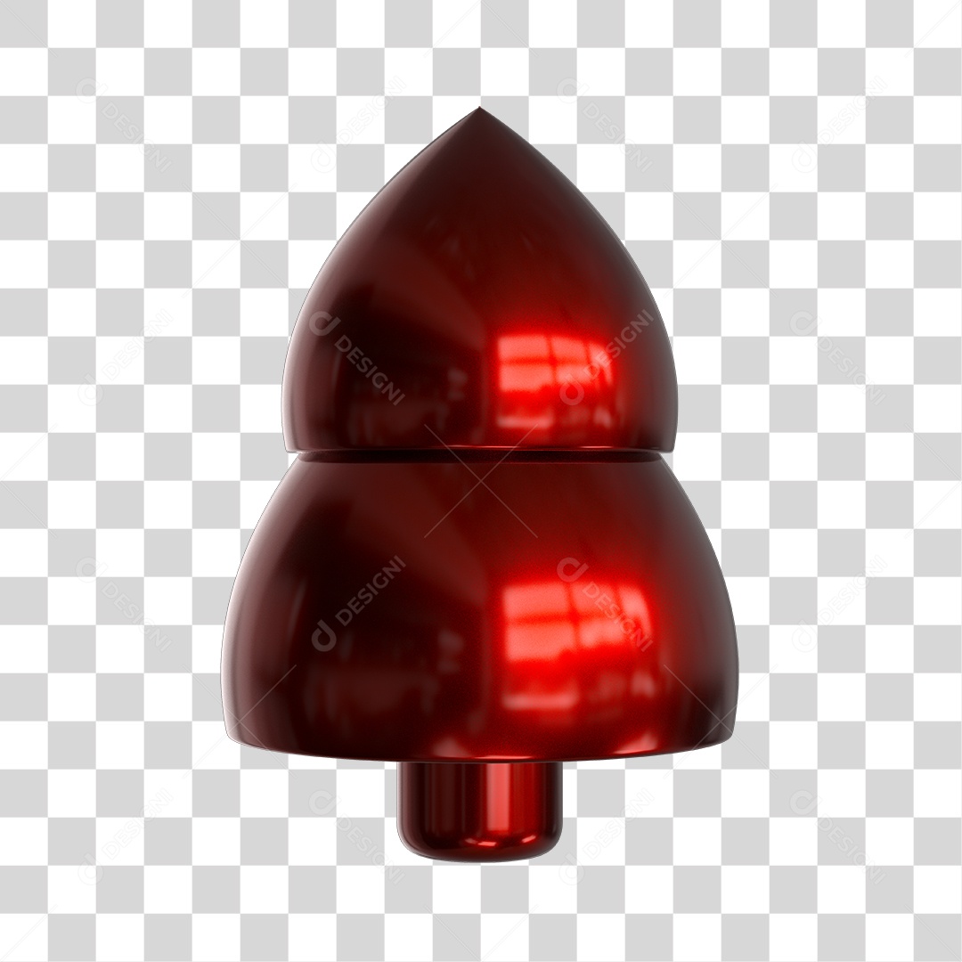 Elemento 3D Árvore de Natal Vermelha PNG Transparente Sem Fundo