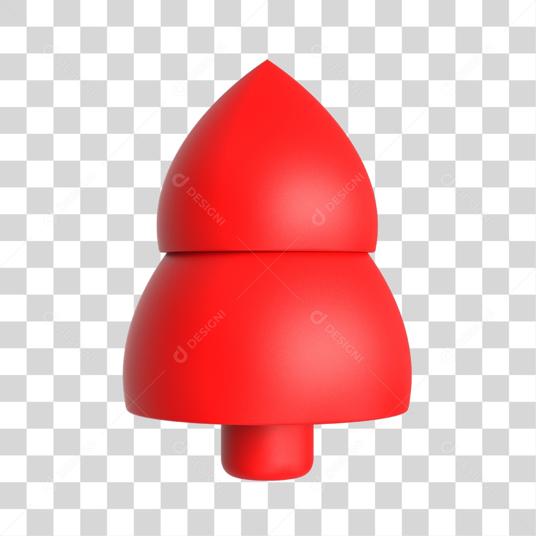 3D Element Red Christmas Tree PNG Transparent No Background