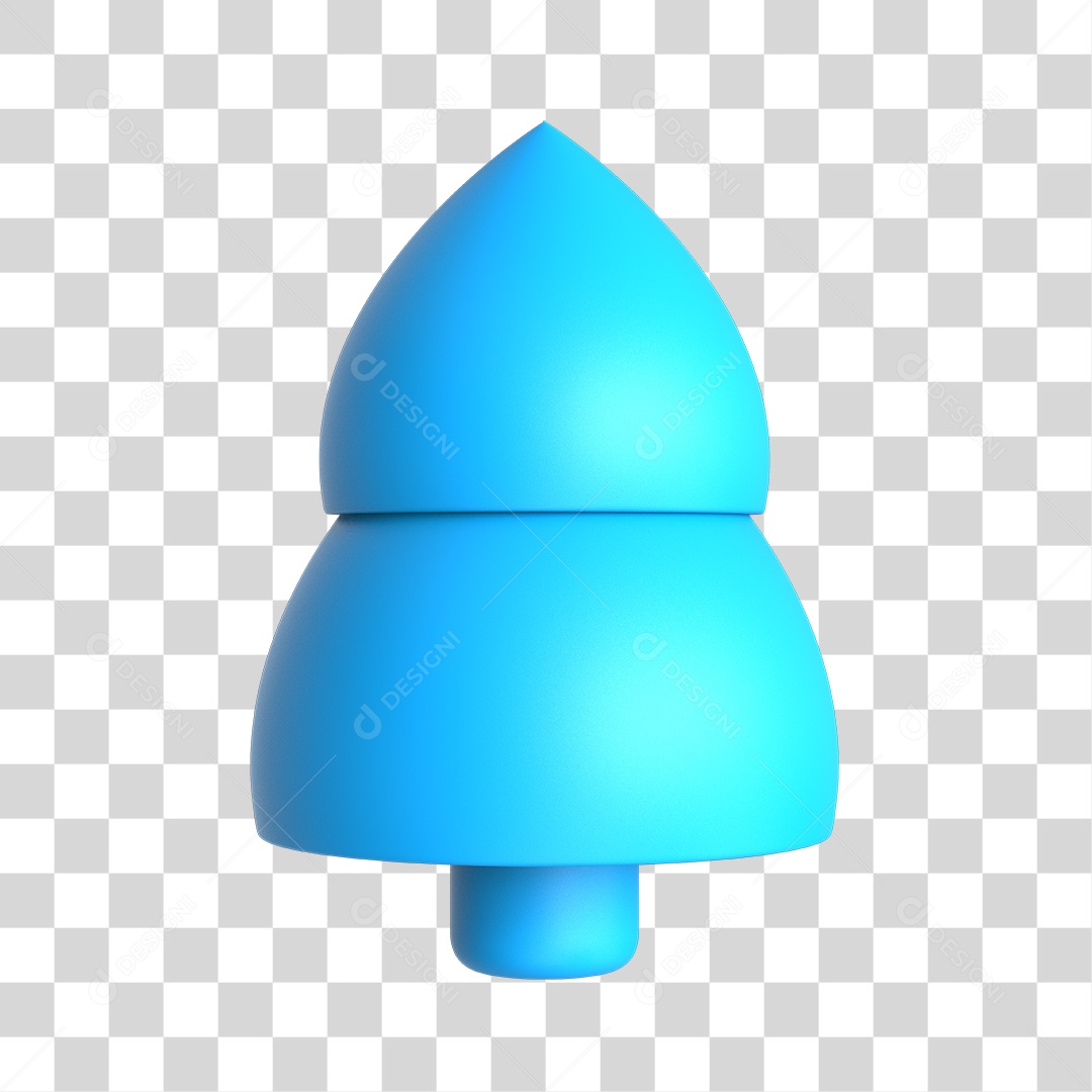 Elemento 3D Árvore de Natal Azul Claro PNG Transparente Sem Fundo
