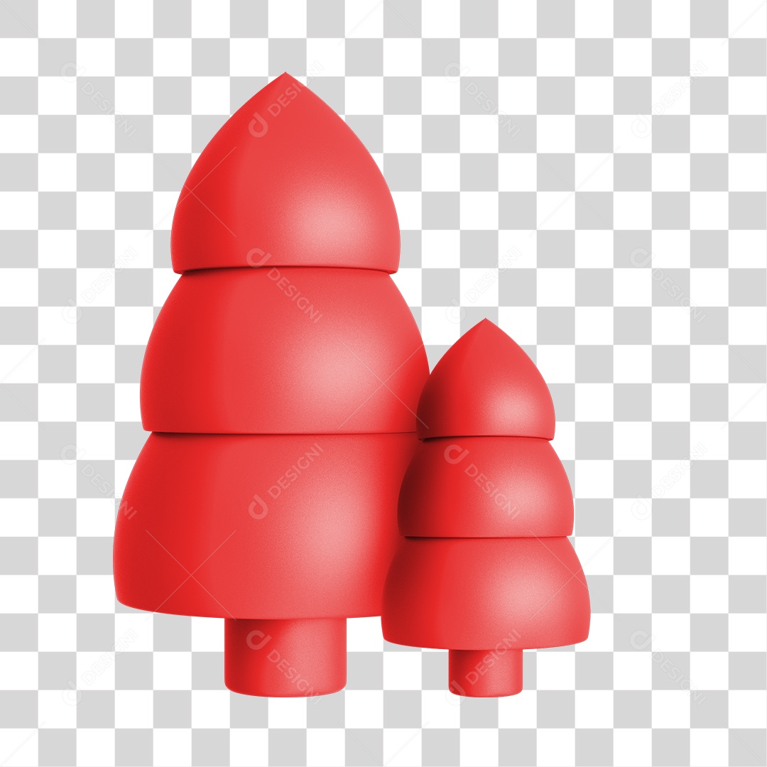 Elemento 3D Árvores de Natal Vermelha PNG Transparente Sem Fundo