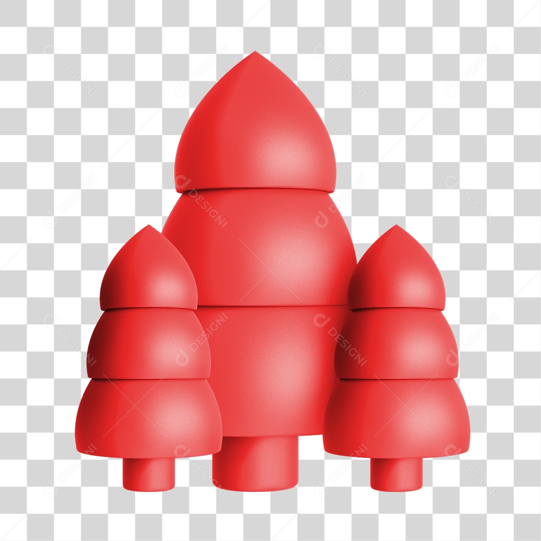 Elemento 3D Árvores de Natal Vermelho PNG Transparente Sem Fundo