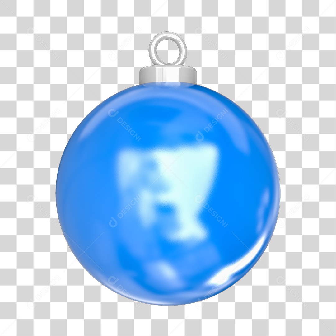 Elemento 3D Bola de Natal Azul PNG Transparente Sem Fundo