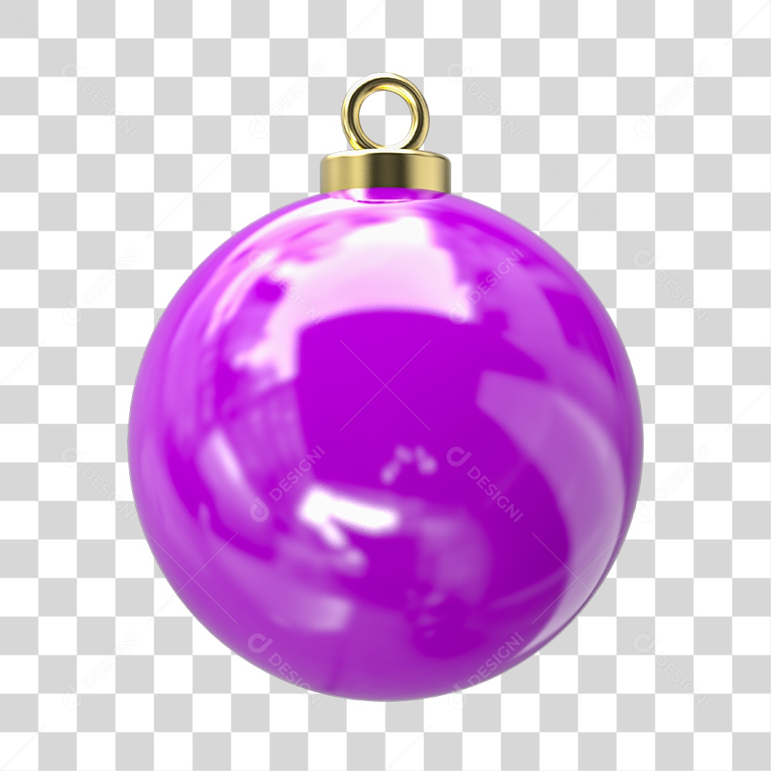 Elemento 3D Bola de Natal Lilás PNG Transparente Sem Fundo