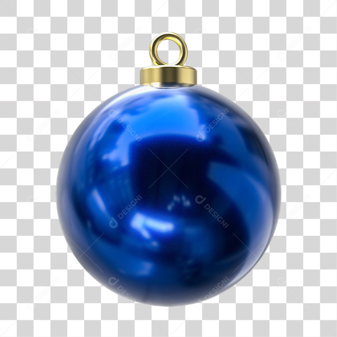Elemento 3D Bola de Natal Azul PNG Transparente Sem Fundo