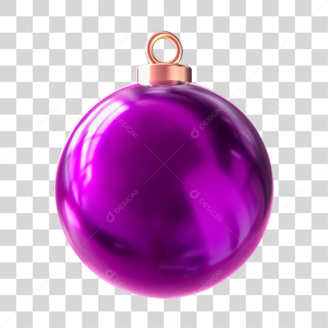 Elemento 3D Bola de Natal Roxa PNG Transparente Sem Fundo