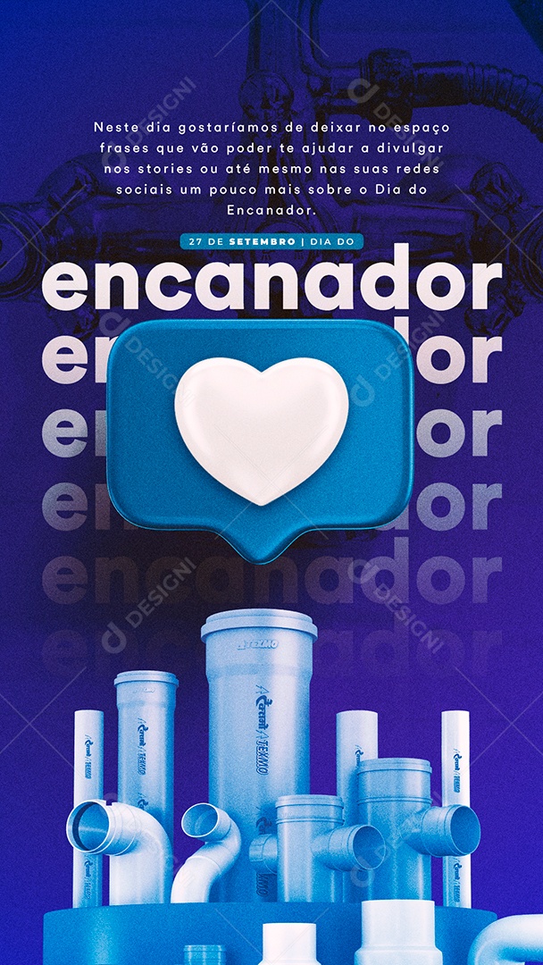 Story Neste dia gostaríamos de deixar no espaço frases Dia do Encanador Social Media PSD Editável