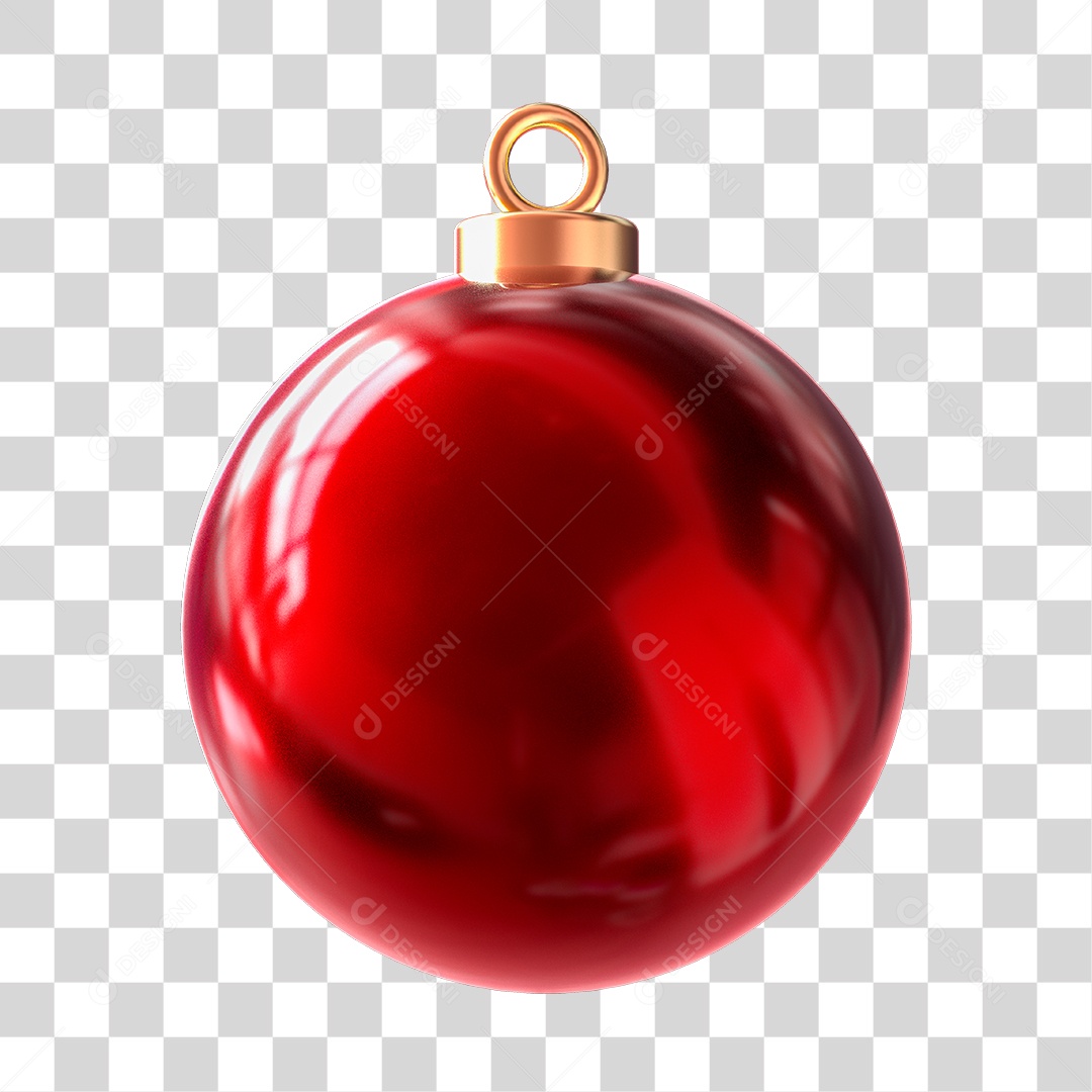 Elemento 3D Bola de Natal Vermelha PNG Transparente Sem Fundo