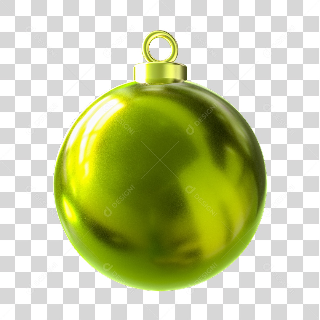 Elemento 3D Bola de Natal Verde Neon PNG Transparente Sem Fundo