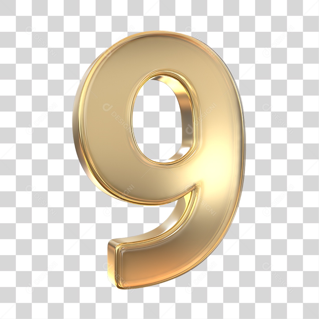 Elemento 3D Número 9 PNG Transparente Sem Fundo