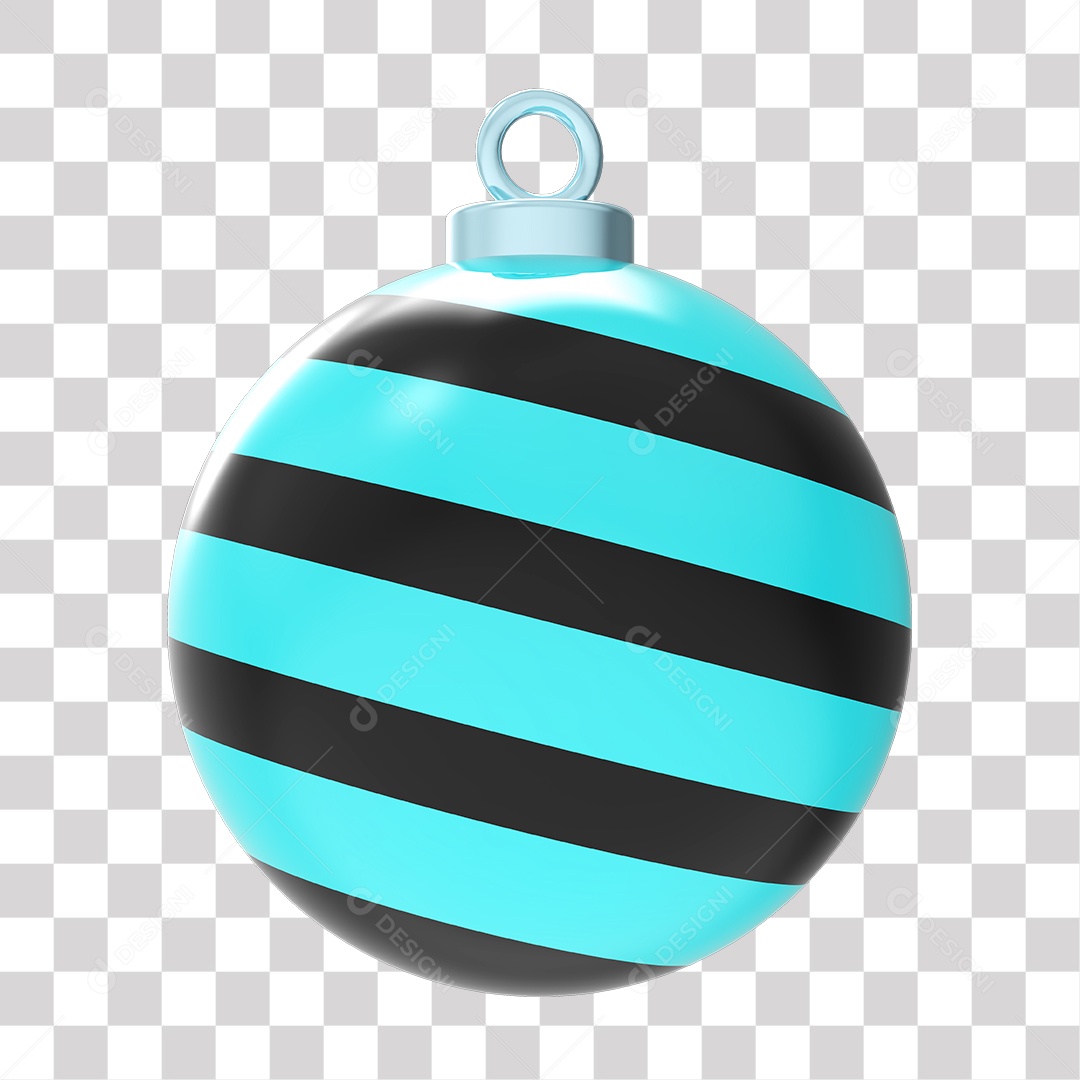 Elemento 3D Para Composição Bola De Natal Azul e Preta PNG Transparente