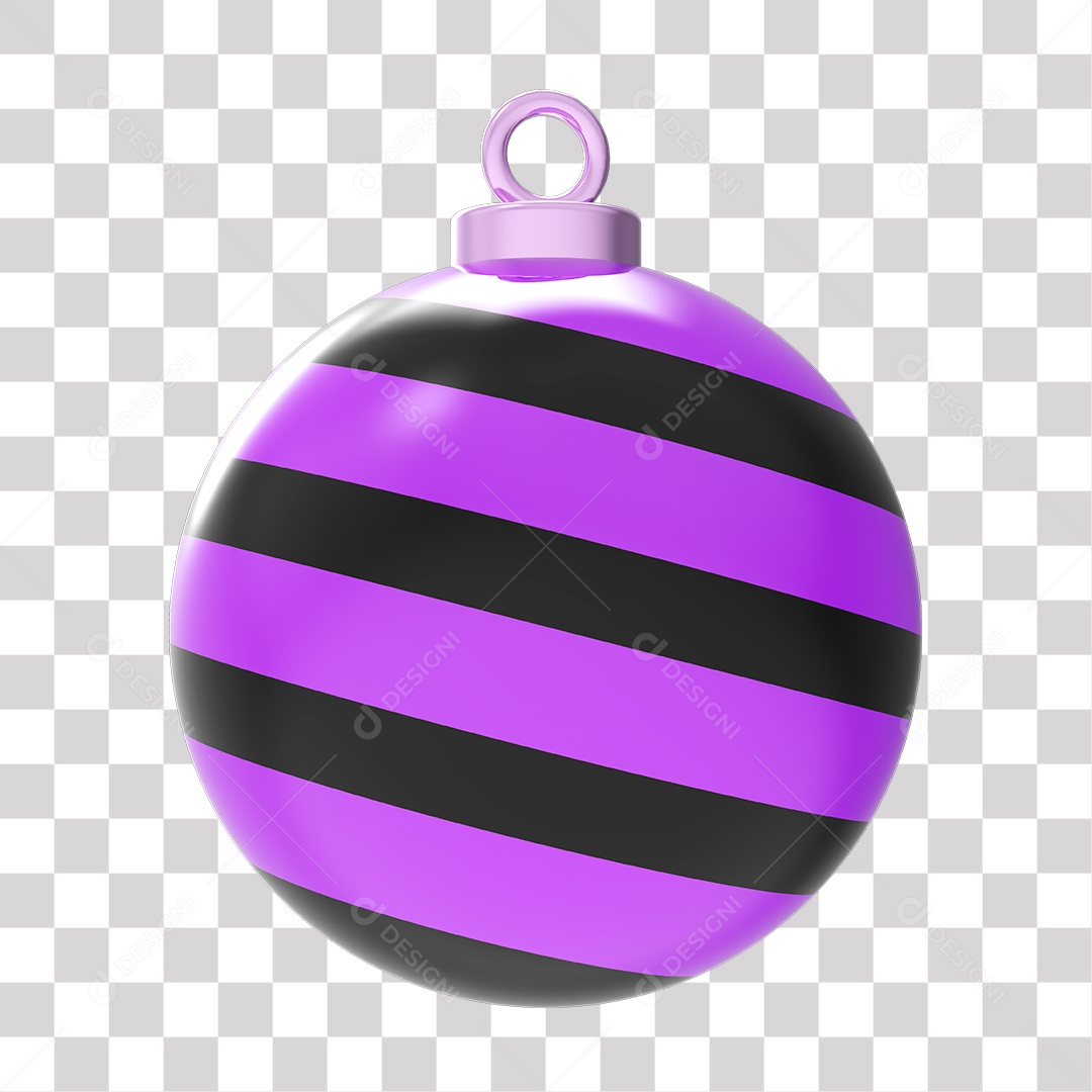 Elemento 3D Para Composição Bola De Natal Roxo e Preta PNG Transparente