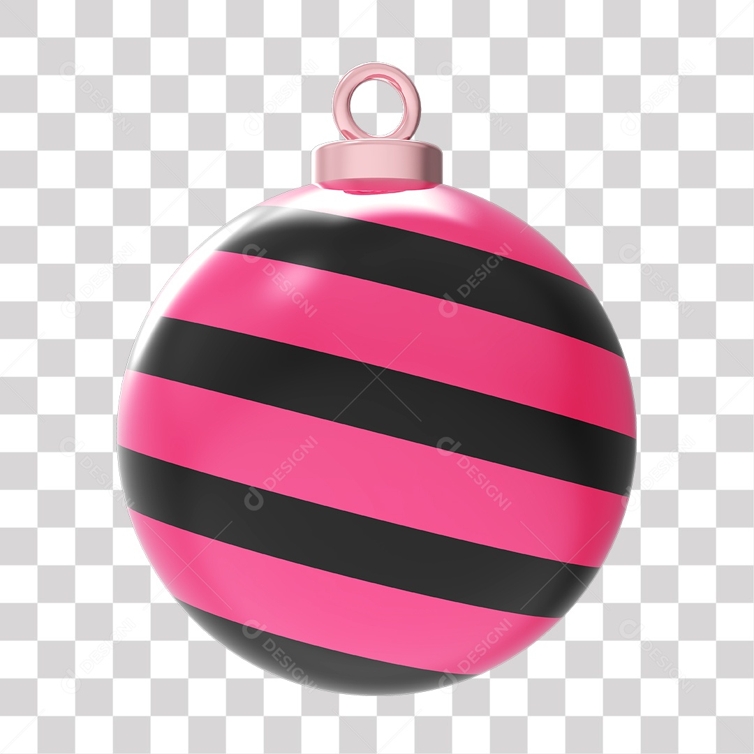 Elemento 3D Para Composição Bola De Natal Rosa e Preta PNG Transparente