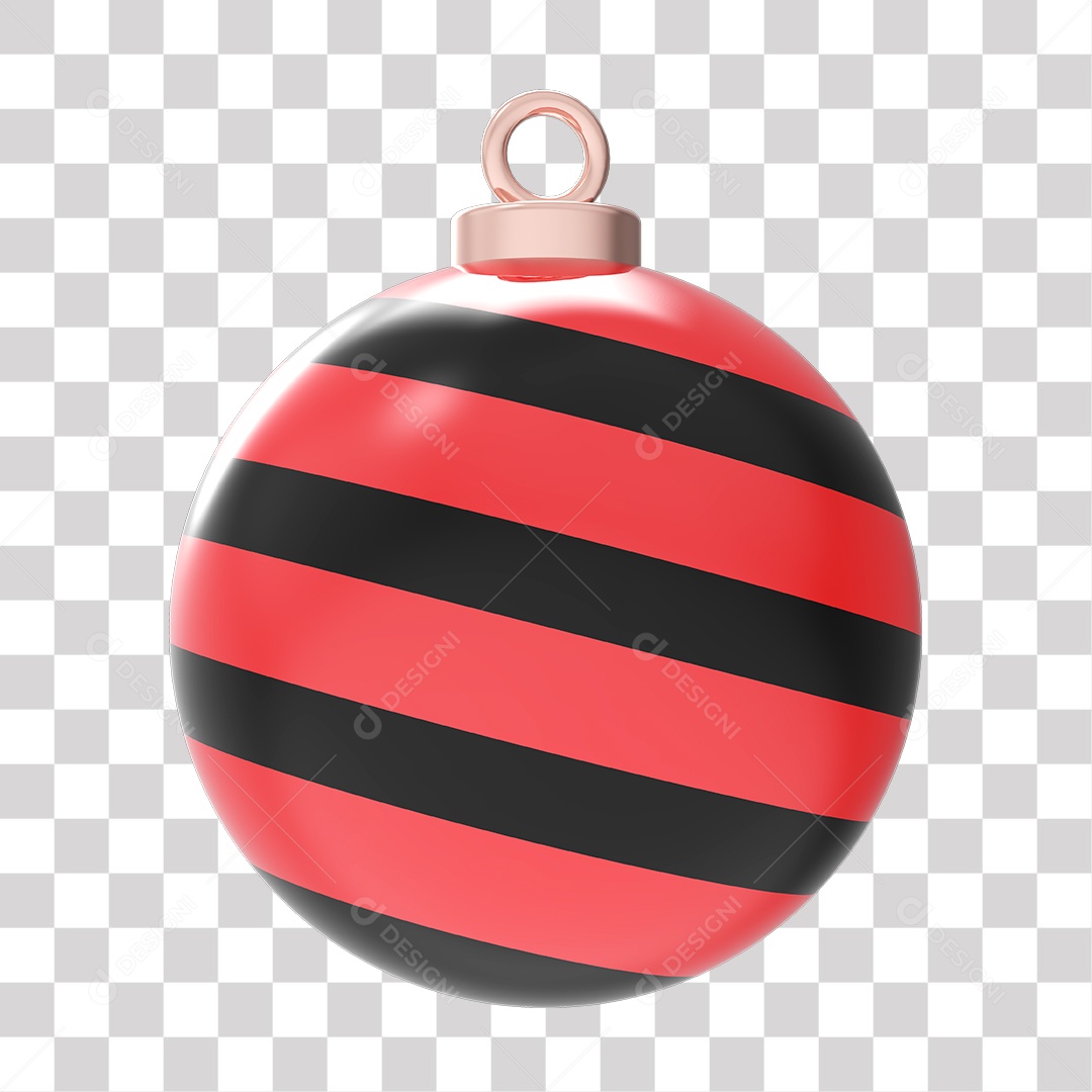 Elemento 3D Para Composição Bola De Natal Vermelha e Preta PNG Transparente