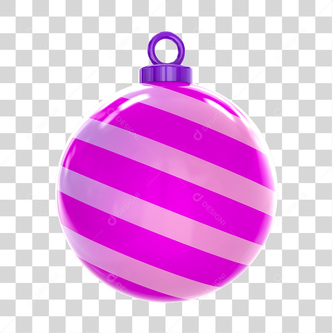 Elemento 3D Bola de Natal Listrada PNG Transparente Sem Fundo