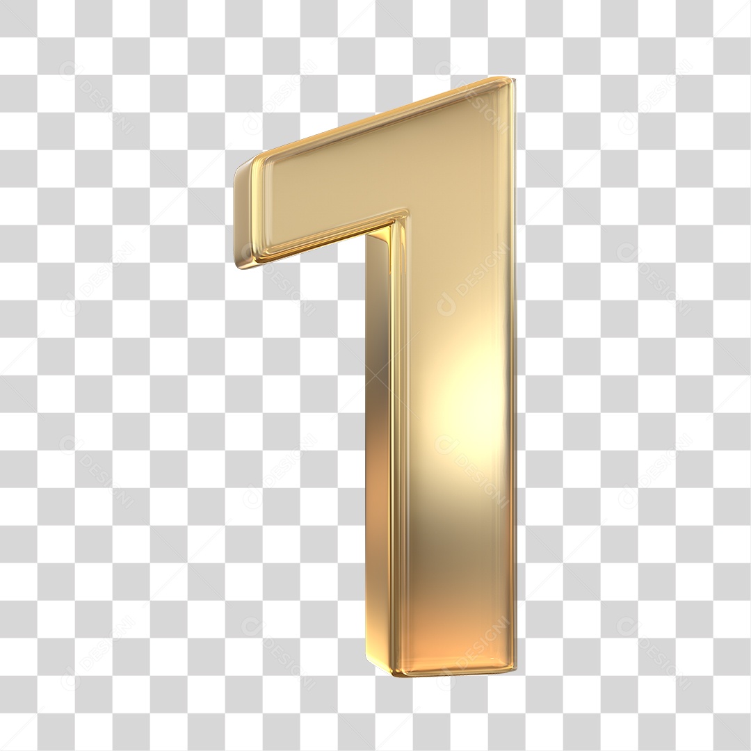 Elemento 3D Número 1 Dourado PNG Transparente Sem Fundo