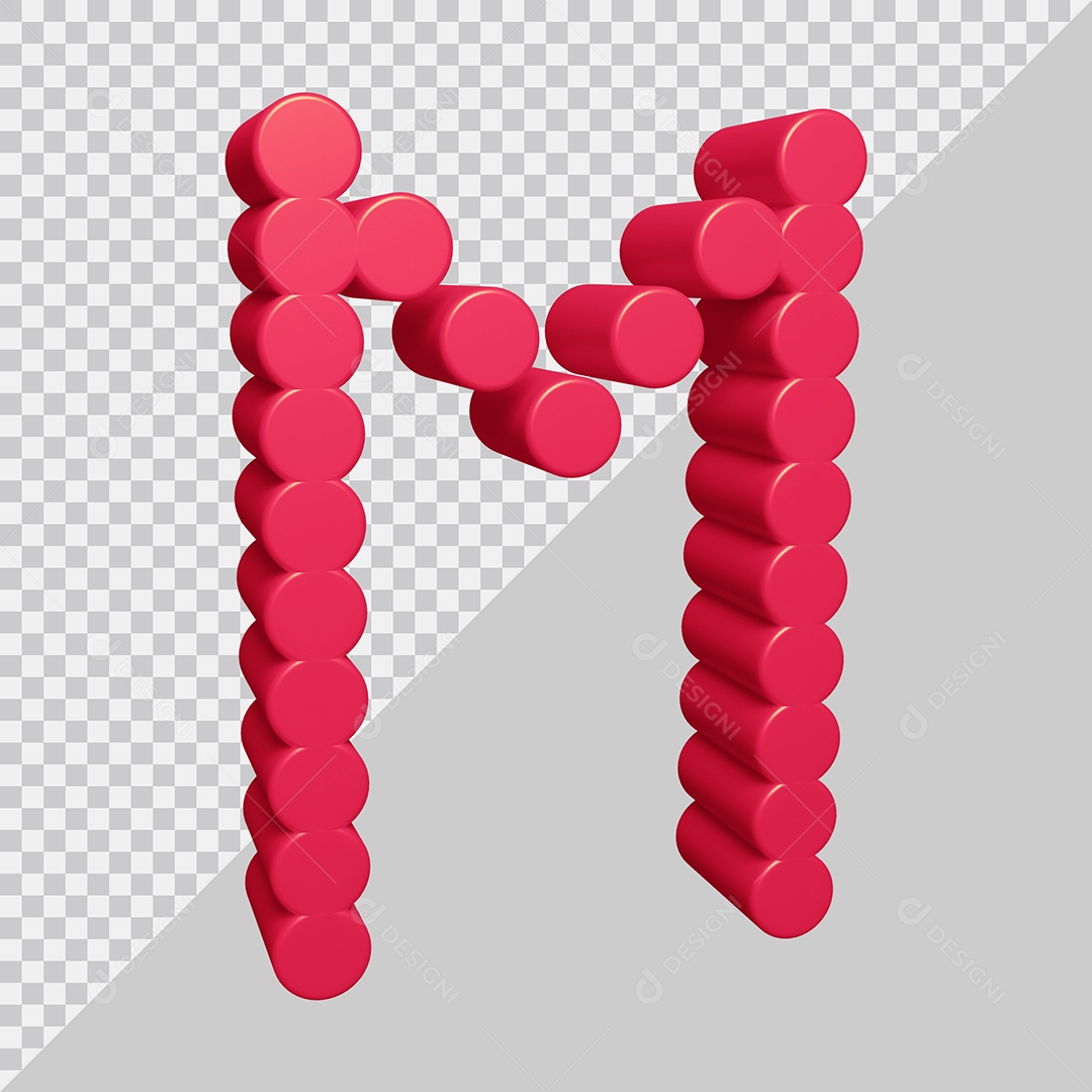 Elemento 3D Para Composição Letra M Rosa PSD