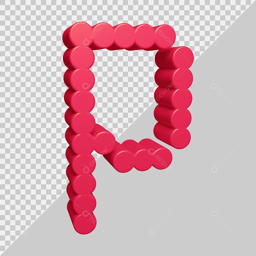 Elemento 3D Para Composição Letra P Rosa PSD