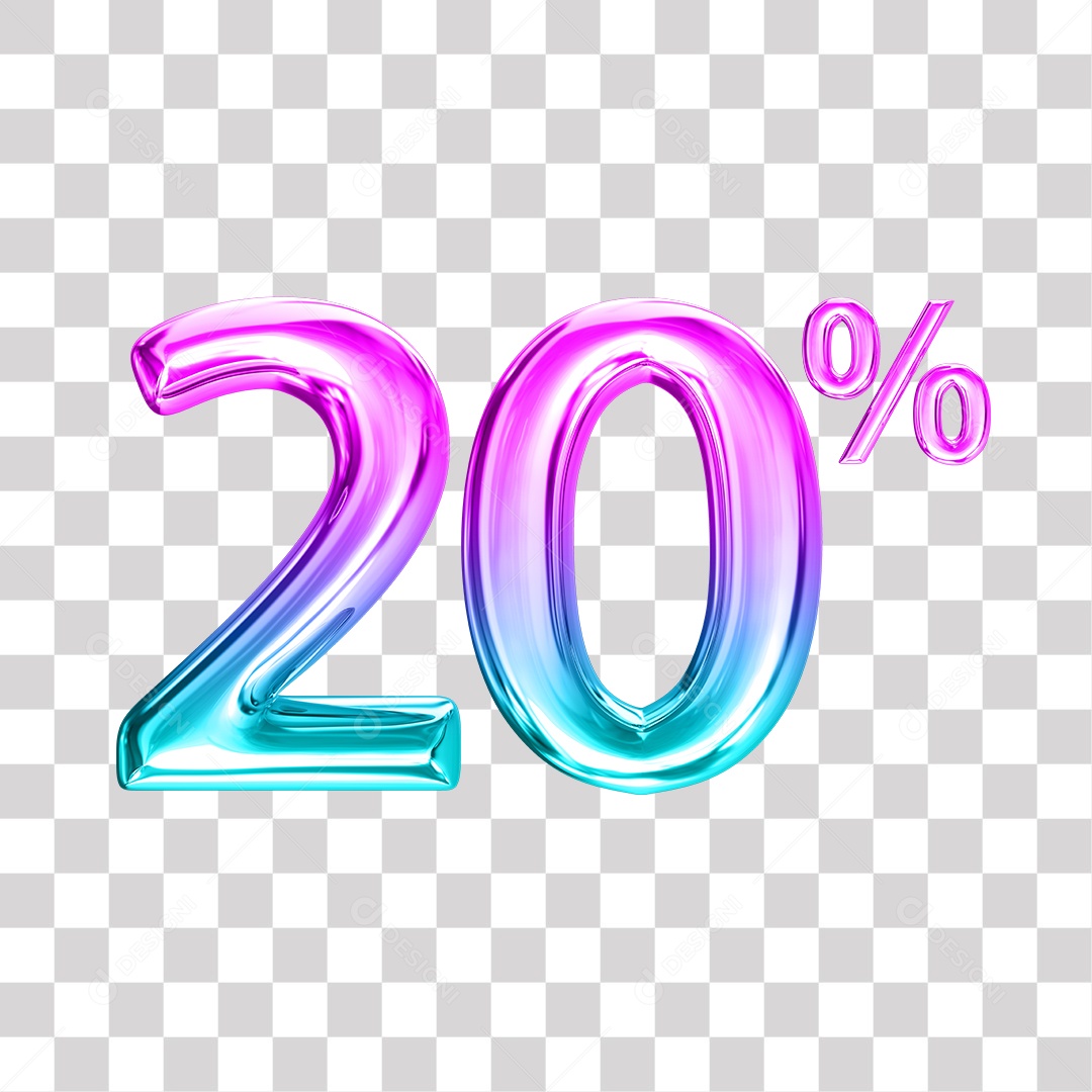 3D Element For Composition Number 20% Purple and Blue PNG Transparent