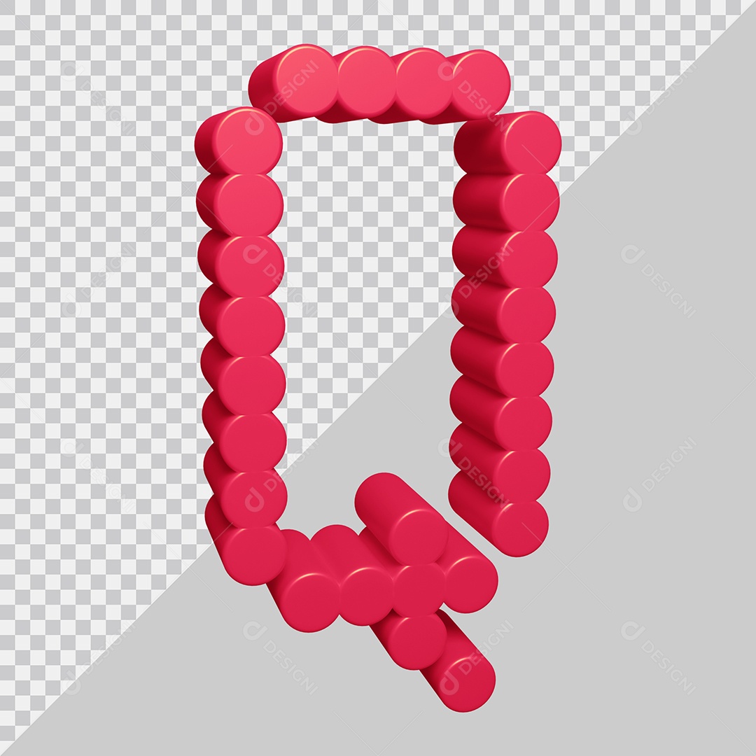 Elemento 3D Para Composição Letra Q Rosa PSD