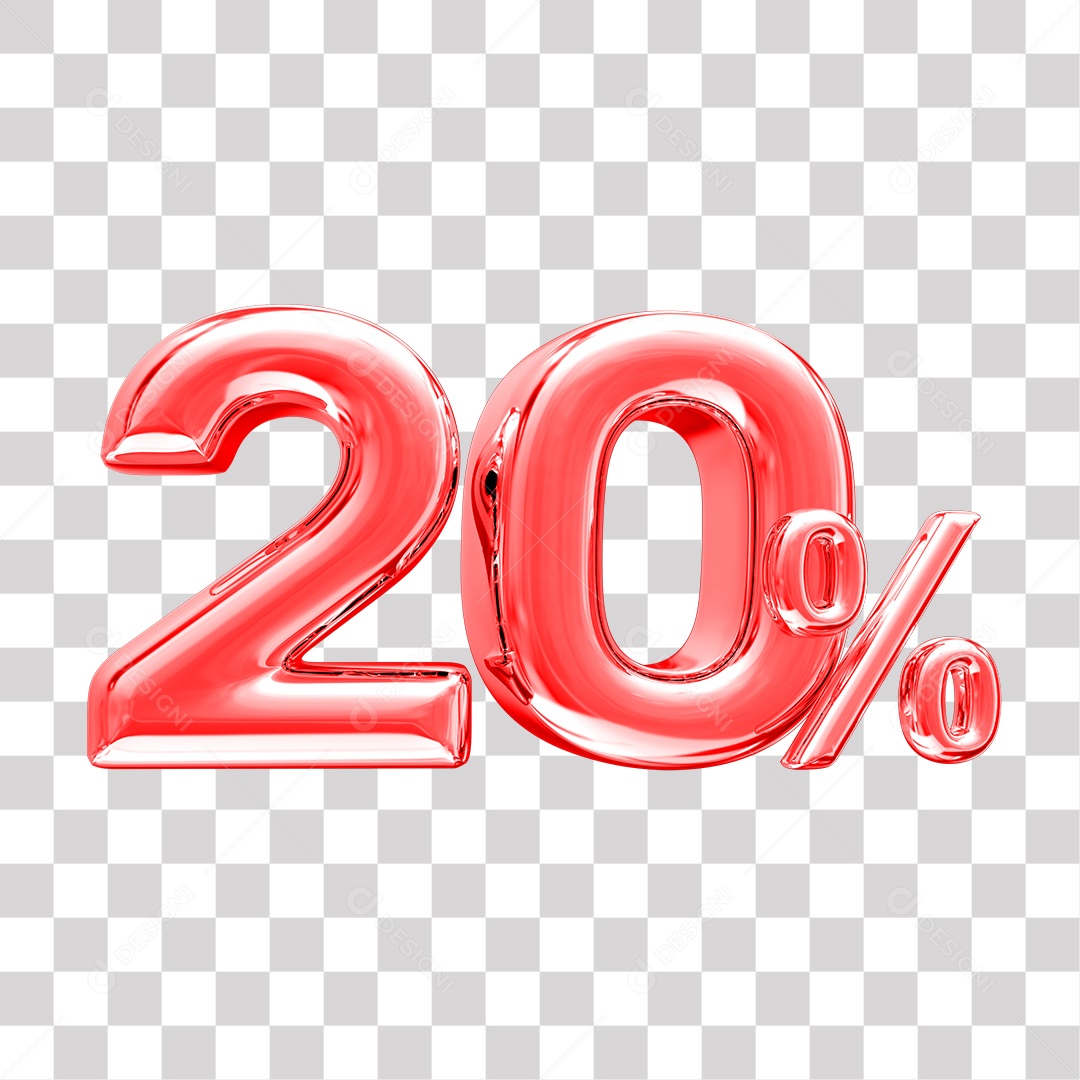 Elemento 3D Para Composição 20% De Desconto Vermelho PNG Transparente