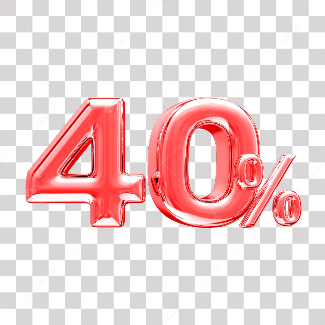 Elemento 3D Para Composição 40% De Desconto Vermelho PNG Transparente